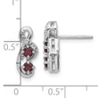 Sterling Silver Rhodium-plated Garnet and CZ Swirl Post Earrings