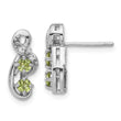 Sterling Silver Rhodium-plated Peridot and CZ Swirl Post Earrings