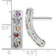 Sterling Silver Rhodium-pl Rainbow Multi Gemstone Post Earrings
