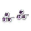 Sterling Silver Rhodium-plated Amethyst Post Earrings - Birthstone Company