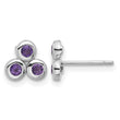 Sterling Silver Rhodium-plated Amethyst Post Earrings - Birthstone Company