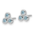 Sterling Silver Rhodium-plated Light Swiss Blue Topaz Post Earrings - Birthstone Company