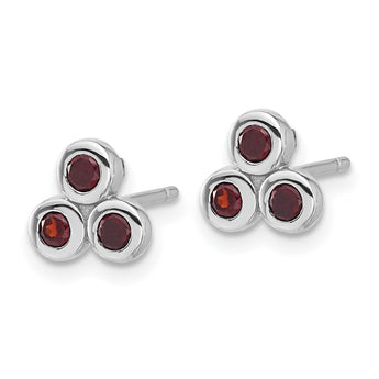 Sterling Silver Rhodium-plated Garnet Post Earrings - Birthstone Company