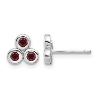 Sterling Silver Rhodium-plated Garnet Post Earrings - Birthstone Company