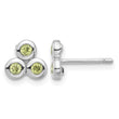 Sterling Silver Rhodium-plated Peridot Post Earrings - Birthstone Company