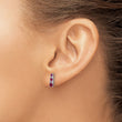 Sterling Silver Rh-plate .54 Lab Cr.Ruby .03Cr.White Sapphire Post Earrings - Birthstone Company