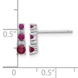 Sterling Silver Rh-plate .54 Lab Cr.Ruby .03Cr.White Sapphire Post Earrings - Birthstone Company