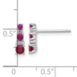 Sterling Silver Rh-plate .54 Lab Cr.Ruby .03Cr.White Sapphire Post Earrings