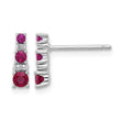Sterling Silver Rh-plate .54 Lab Cr.Ruby .03Cr.White Sapphire Post Earrings - Birthstone Company
