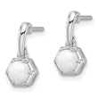 Sterling Silver Rhodium-plated Polished Created Opal Dangle Post Earrings - Birthstone Company
