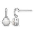 Sterling Silver Rhodium-plated Polished Created Opal Dangle Post Earrings - Birthstone Company