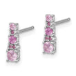 Sterling Silver Rh-plated .52Cr Pink Sapphire/.03Cr White Sapphire Earrings - Birthstone Company