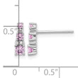 Sterling Silver Rh-plated .52Cr Pink Sapphire/.03Cr White Sapphire Earrings - Birthstone Company