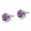 Sterling Silver Rhodium-plated Polished Amethyst Post Earrings - Birthstone Company