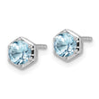 Sterling Silver Rhodium-plated Polished Sky Blue Topaz Post Earrings - Birthstone Company