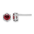 Sterling Silver Rhodium-plated Polished Garnet Post Earrings - Birthstone Company
