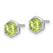 Sterling Silver Rhodium-plated Polished Peridot Post Earrings