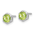 Sterling Silver Rhodium-plated Polished Peridot Post Earrings - Birthstone Company