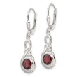 Sterling Silver Polished Garnet Knot Leverback Dangle Earrings - Birthstone Company
