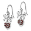 Sterling Silver Rh-plated Polish Garnet Heart/Bow Shepherd Hook Earrings - Birthstone Company