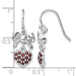 Sterling Silver Rh-plated Polish Garnet Heart/Bow Shepherd Hook Earrings - Birthstone Company