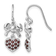 Sterling Silver Rh-plated Polish Garnet Heart/Bow Shepherd Hook Earrings - Birthstone Company