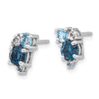 Sterling Silver Rh-plated London/Lt Swiss Blue/White Topaz Post Earrings