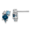 Sterling Silver Rh-plated London/Lt Swiss Blue/White Topaz Post Earrings