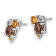 Sterling Silver Rhodium-plated Smoky Quartz Citrine White Topaz Earrings - Birthstone Company