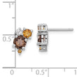 Sterling Silver Rhodium-plated Smoky Quartz Citrine White Topaz Earrings