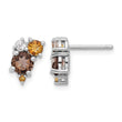 Sterling Silver Rhodium-plated Smoky Quartz Citrine White Topaz Earrings - Birthstone Company