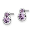 Sterling Silver Rhodium-plated Polished Amethyst Post Earrings
