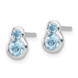 Sterling Silver Rhodium-plated Polished Swiss Blue Topaz Post Earrings - Birthstone Company