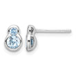 Sterling Silver Rhodium-plated Polished Swiss Blue Topaz Post Earrings - Birthstone Company