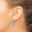 Sterling Silver Rh-plated Polished Blue Topaz and CZ Post Dangle Earrings