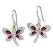 Sterling Silver/14k RH-plated Garnet/Diamond Dragonfly Earrings - Birthstone Company