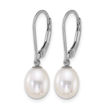 Sterling Silver Rhodium-plated 7-8mm Rice White and Black Freshwater Cultured Pearl 2-piece Enhancer and Leverback Earring Set - Birthstone Company