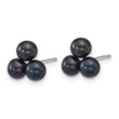 Sterling Silver Rhodium-plated 5-6mm Button Black Freshwater Cultured 3-Pearl Post Earrings - Birthstone Company