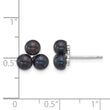 Sterling Silver Rhodium-plated 5-6mm Button Black Freshwater Cultured 3-Pearl Post Earrings - Birthstone Company