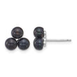 Sterling Silver Rhodium-plated 5-6mm Button Black Freshwater Cultured 3-Pearl Post Earrings - Birthstone Company