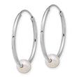 Sterling Silver Rhodium-plated 7-8mm Semi-Round White Freshwater Cultured Pearl 30mm Endless Hoop Earrings - Birthstone Company