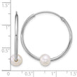 Sterling Silver Rhodium-plated 7-8mm Semi-Round White Freshwater Cultured Pearl 30mm Endless Hoop Earrings - Birthstone Company
