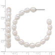 Sterling Silver Rhodium-plated 5-6mm Rice White Freshwater Cultured Pearl C-Hoop Post Earrings - Birthstone Company