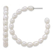 Sterling Silver Rhodium-plated 5-6mm Rice White Freshwater Cultured Pearl C-Hoop Post Earrings - Birthstone Company