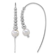 Sterling Silver Rhodium-plated Polished Graduated Beads and Shell Pearl Threader Earrings - Birthstone Company