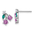 Cubic Zirconia & Lab-Created Glass Cherry Stud Earrings in Sterling Silver, 9.1mm 11.2 in