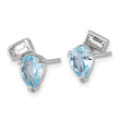 Sterling Silver Rhodium-plated Polished Pear Sky Blue and Emerald-cut White Topaz Post Earrings - Birthstone Company