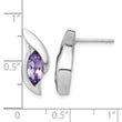 Sterling Silver Rhodium-plated Polished Marquise Amethyst Drop Post Earrings - Birthstone Company