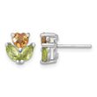 Sterling Silver Rhodium-plated Polished Heart Citrine and Peridot Flower Post Earrings - Birthstone Company