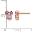 Sterling Silver Rose Gold-plated Polished Round Amethyst, Pink Quartz and Rhodolite Garnet Post Earrings - Birthstone Company
